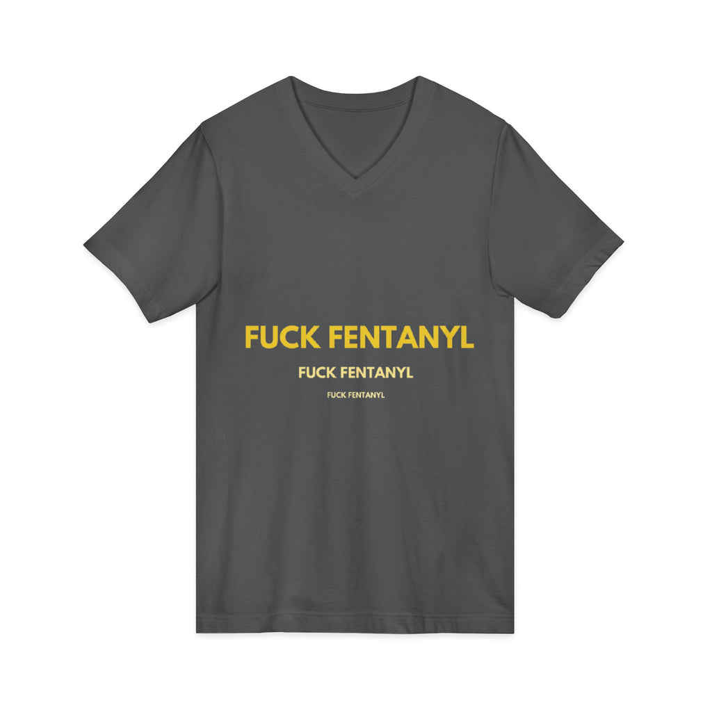 V-Neck Tee - "Fuck Fentanyl" Yellow Protest Graphic