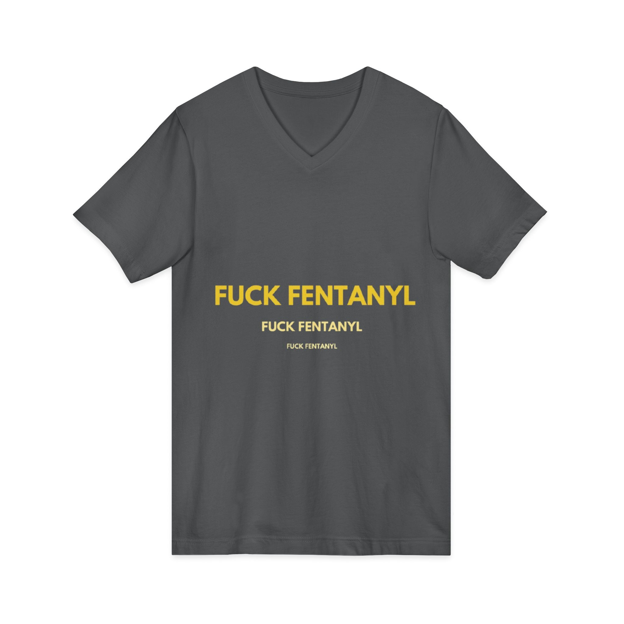 V-Neck Tee - "Fuck Fentanyl" Yellow Protest Graphic