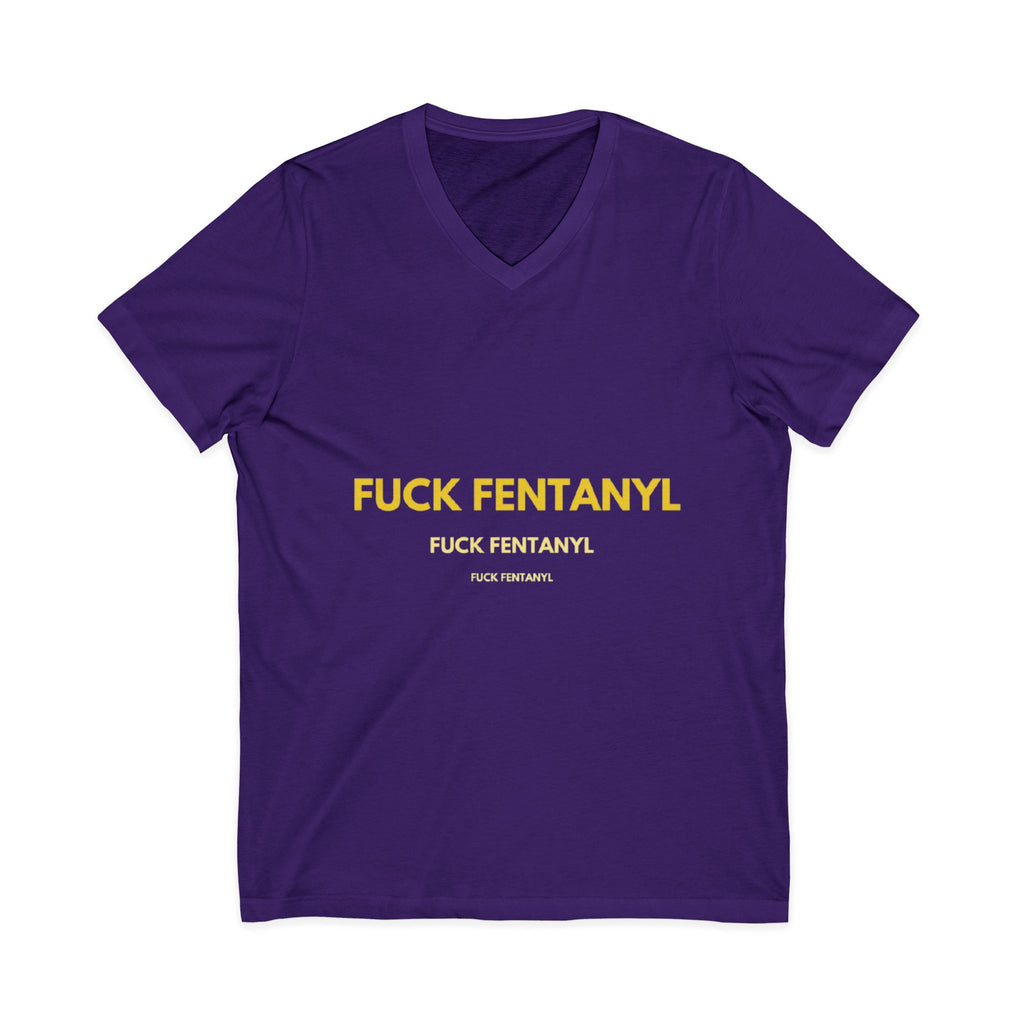V-Neck Tee - "Fuck Fentanyl" Yellow Protest Graphic