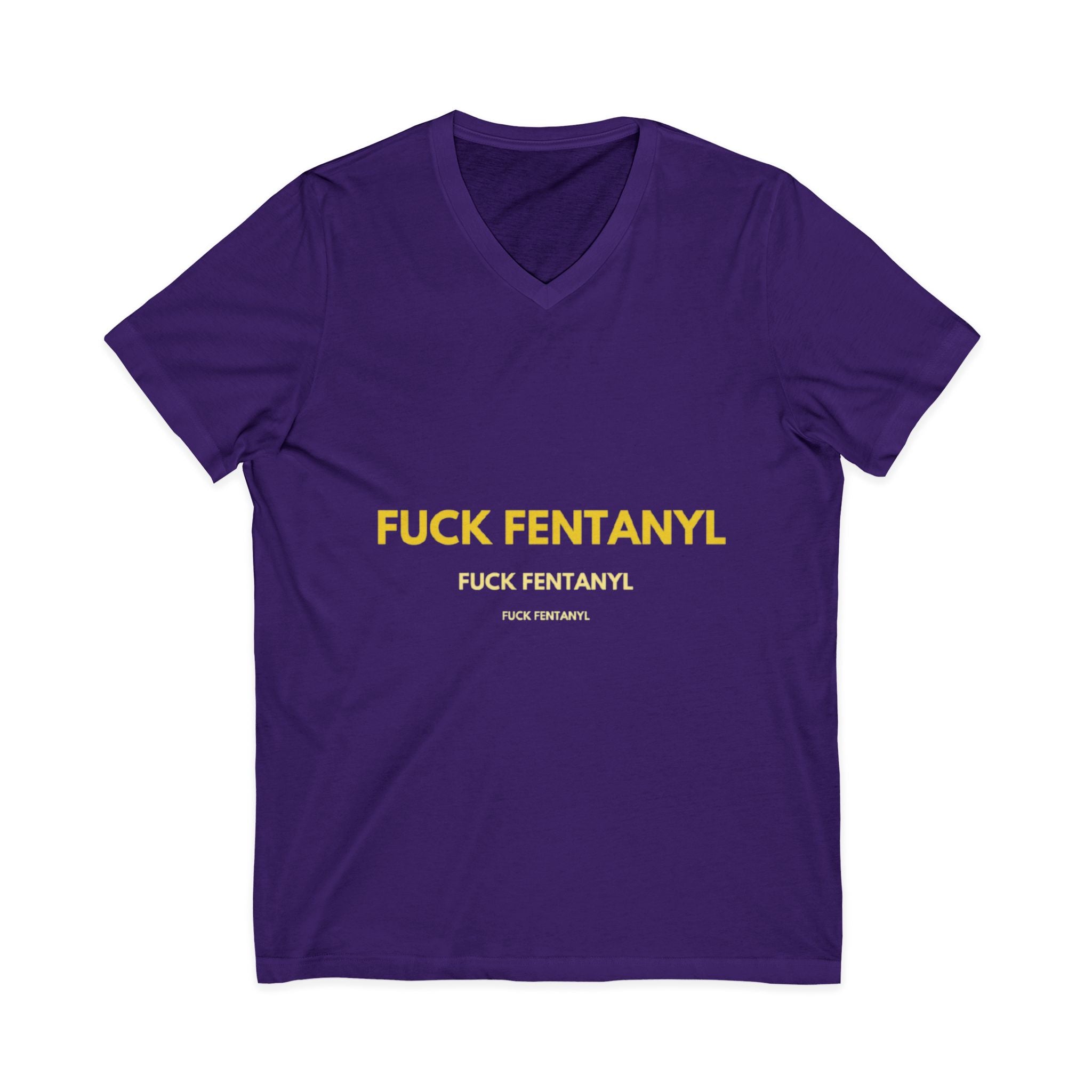 V-Neck Tee - "Fuck Fentanyl" Yellow Protest Graphic