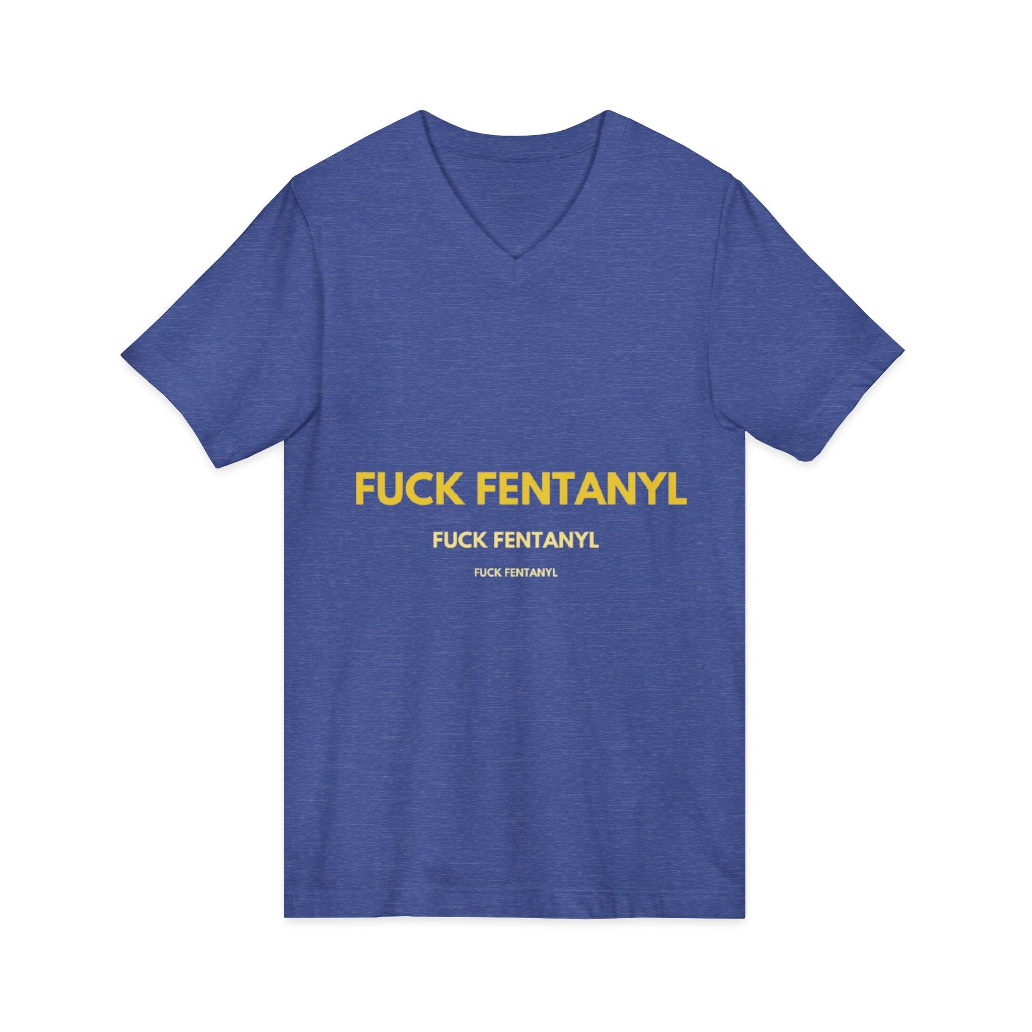 V-Neck Tee - "Fuck Fentanyl" Yellow Protest Graphic