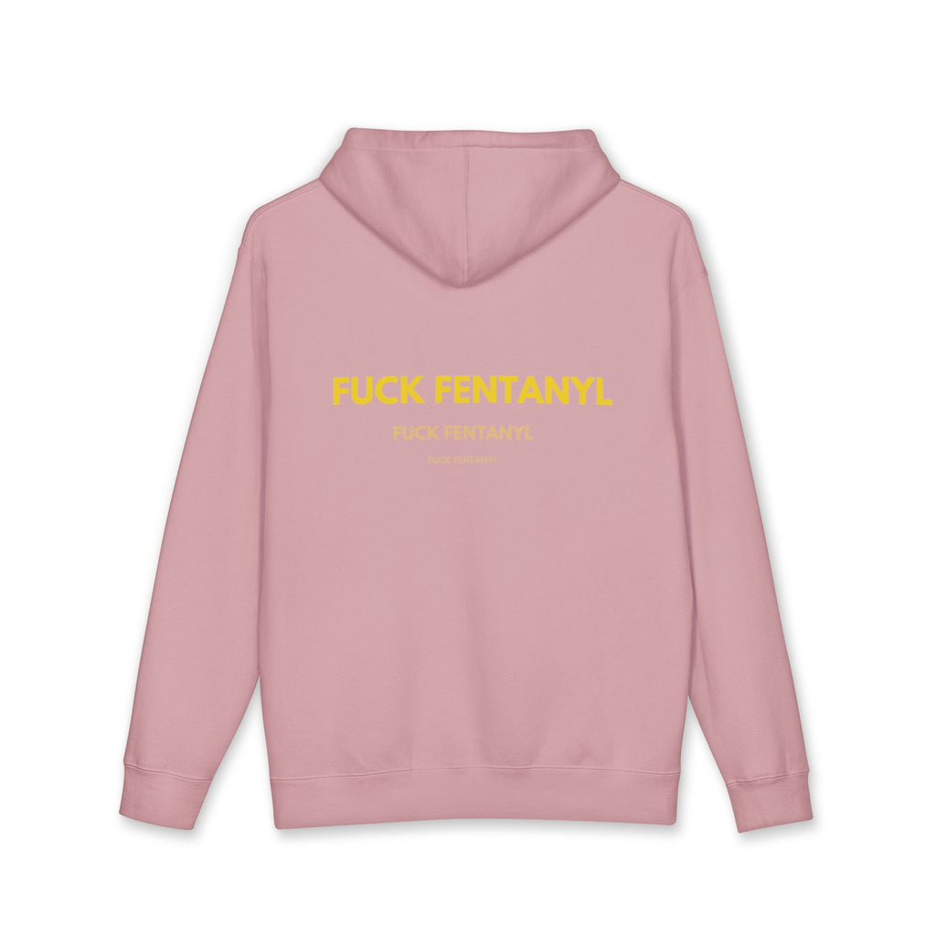 Hoodie — “FUCK FENTANYL” Bold Yellow Back Print (Anti-Drug Awareness)