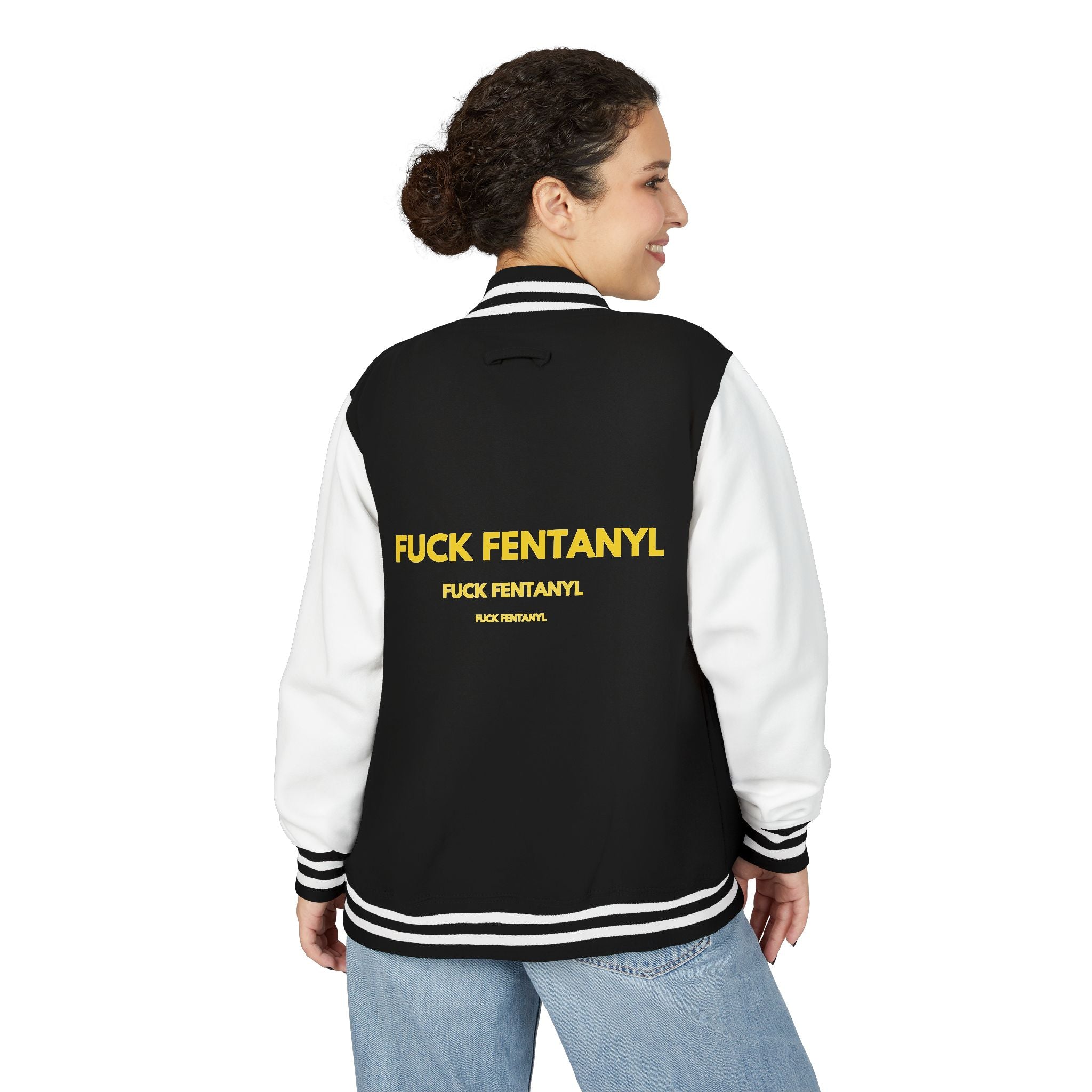 Letterman Jacket — "F*** Fentanyl" Bold Back Graphic
