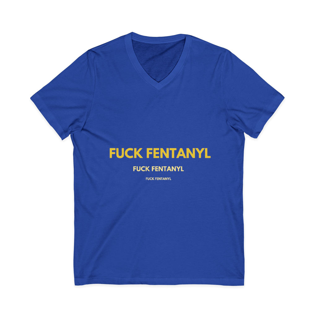V-Neck Tee - "Fuck Fentanyl" Yellow Protest Graphic