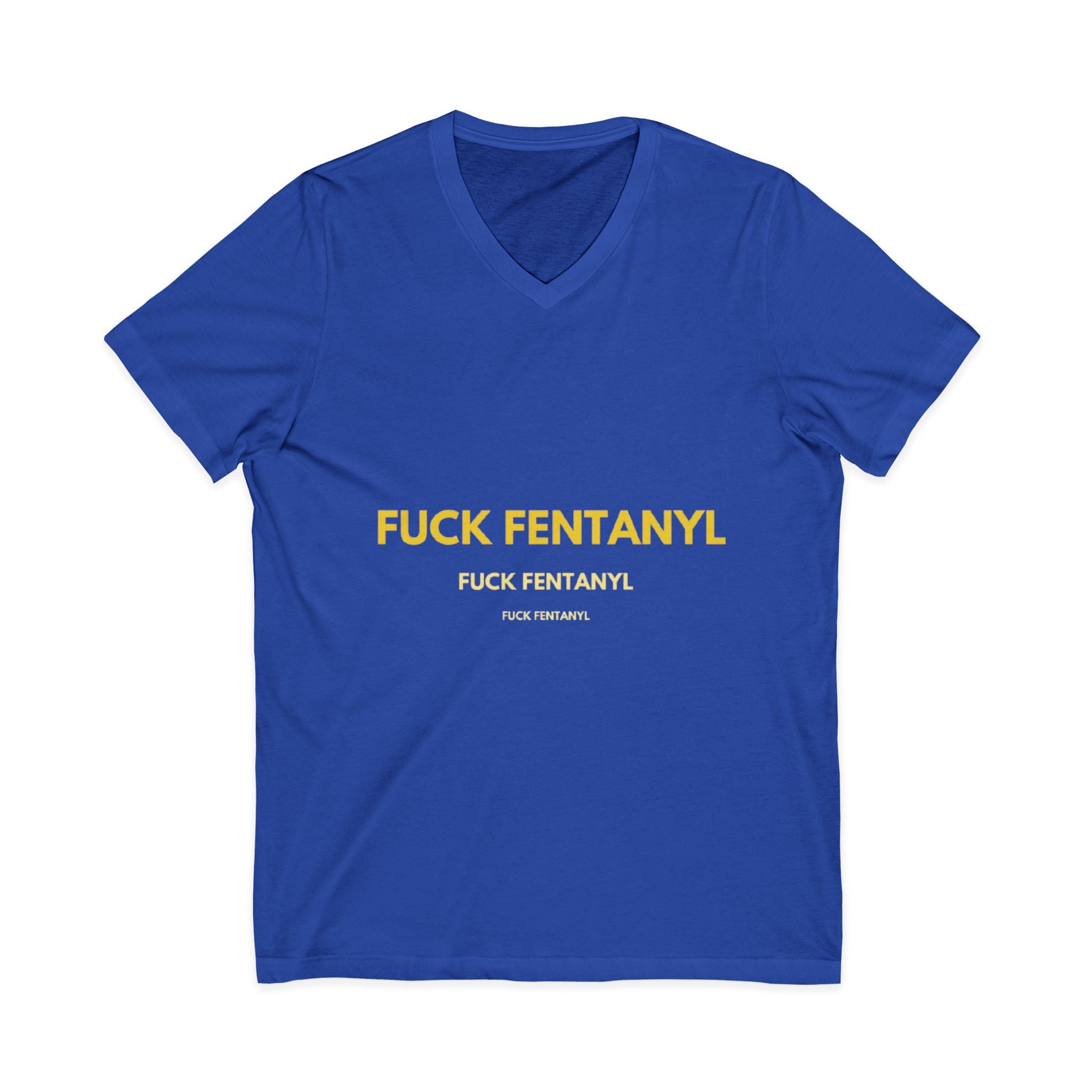 V-Neck Tee - "Fuck Fentanyl" Yellow Protest Graphic