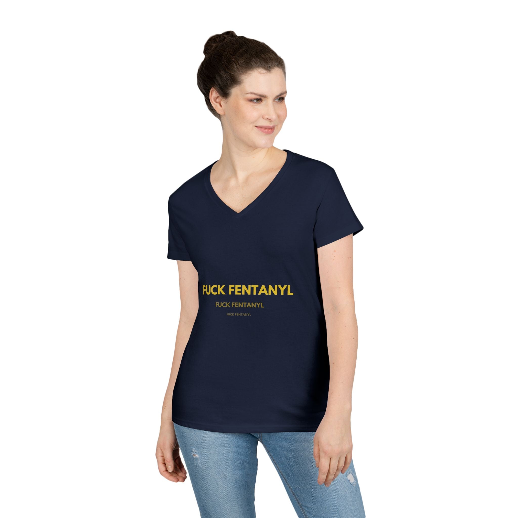 Fuck Fentanyl Women's V-Neck Tee — Anti-Drug Awareness Statement Shirt