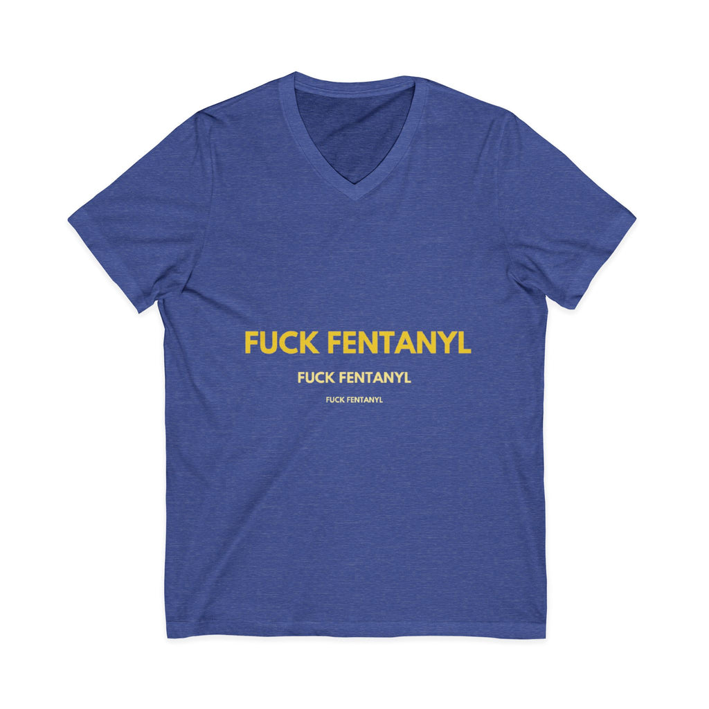V-Neck Tee - "Fuck Fentanyl" Yellow Protest Graphic