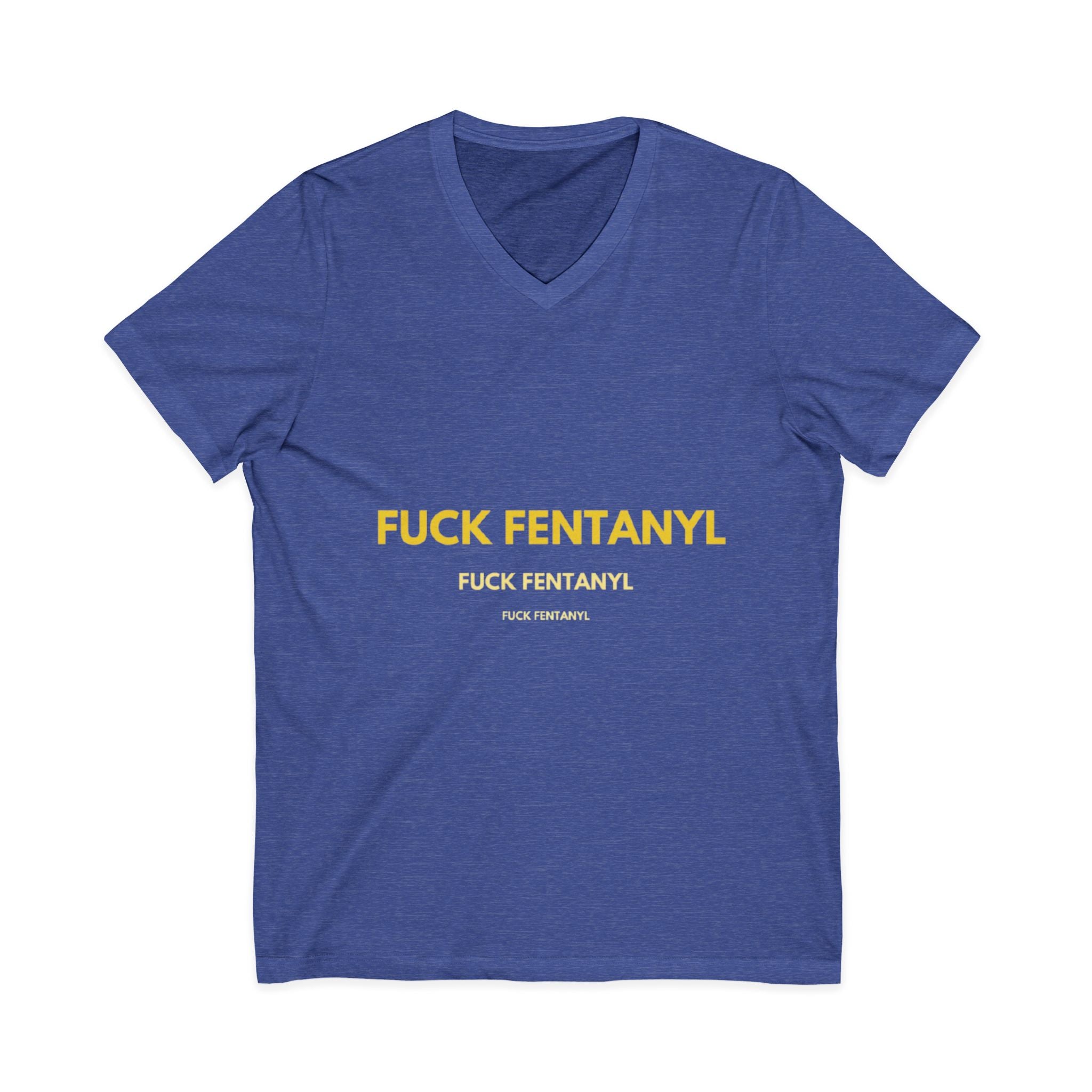 V-Neck Tee - "Fuck Fentanyl" Yellow Protest Graphic