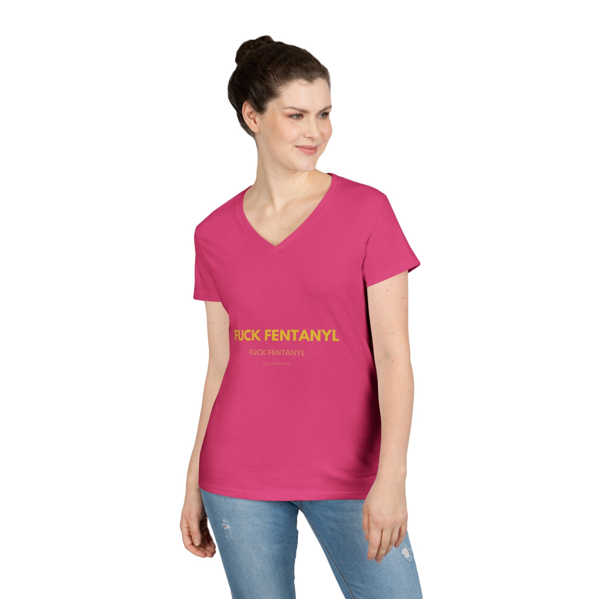 Fuck Fentanyl Women's V-Neck Tee — Anti-Drug Awareness Statement Shirt