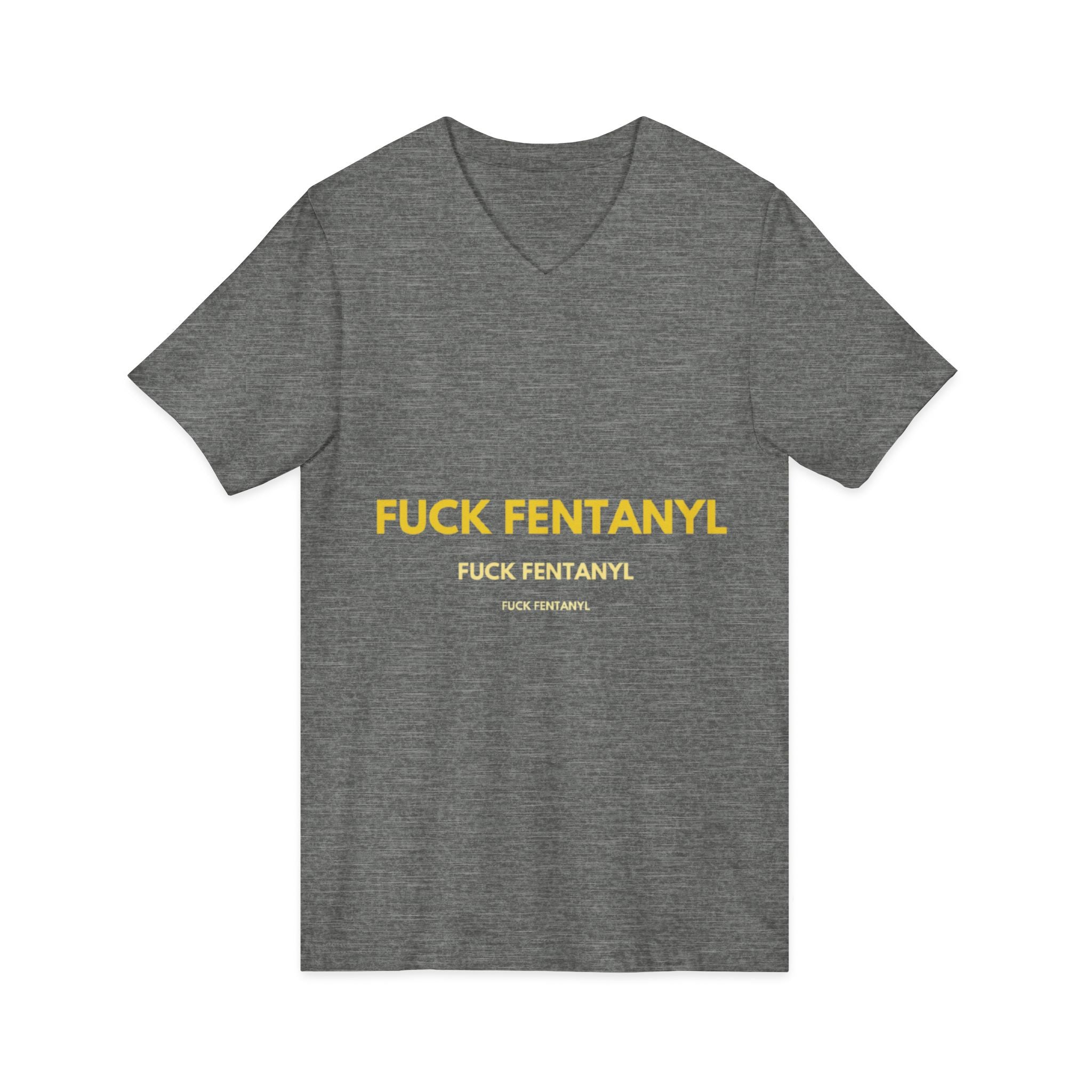 V-Neck Tee - "Fuck Fentanyl" Yellow Protest Graphic