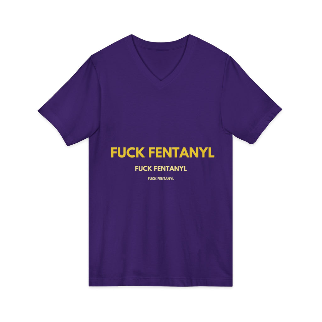 V-Neck Tee - "Fuck Fentanyl" Yellow Protest Graphic