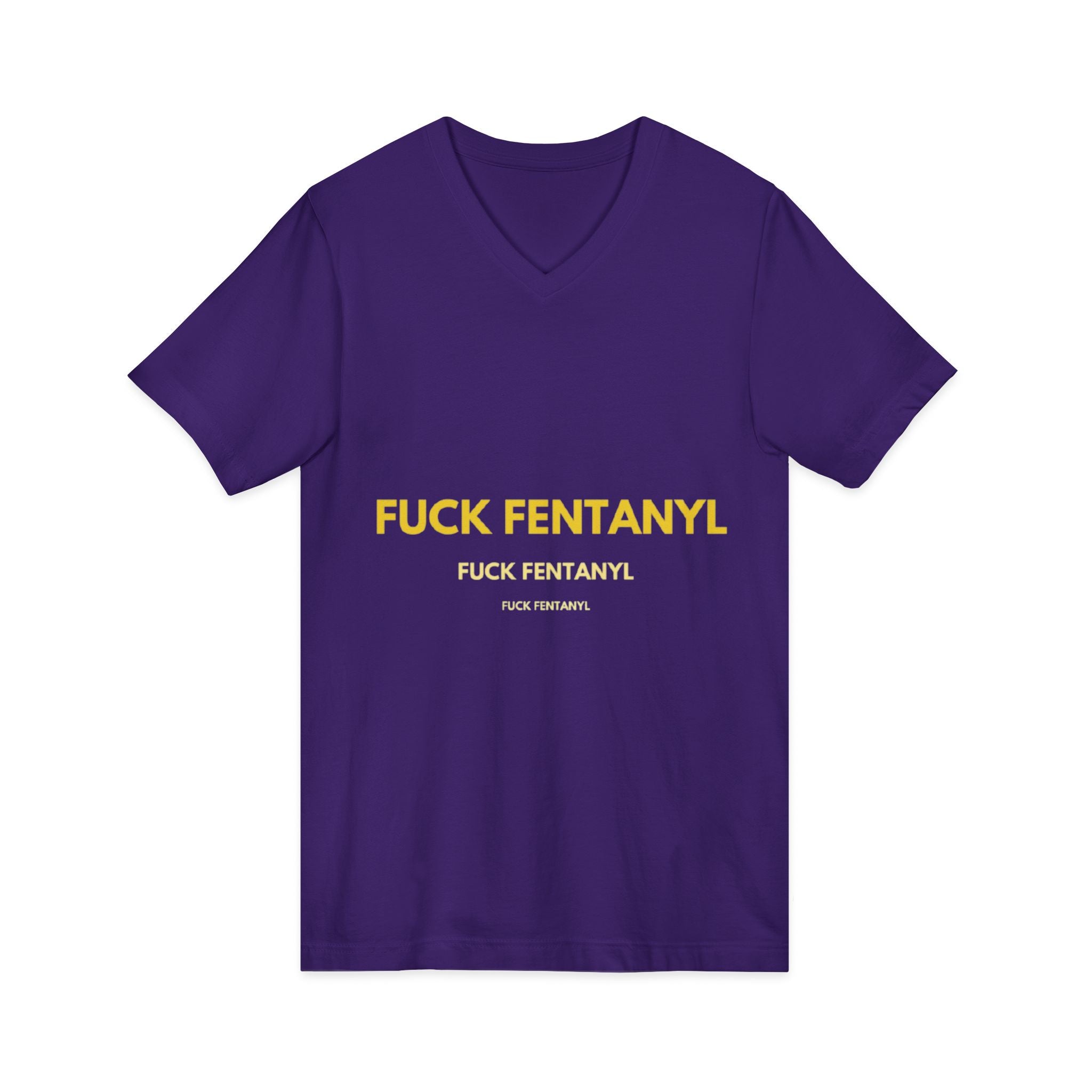 V-Neck Tee - "Fuck Fentanyl" Yellow Protest Graphic