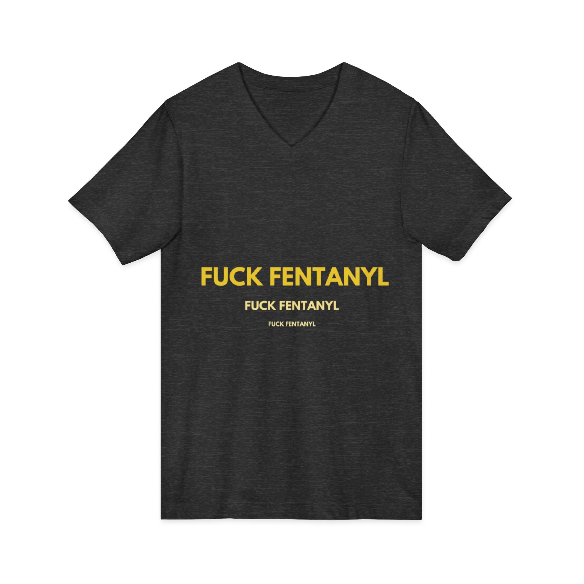 V-Neck Tee - "Fuck Fentanyl" Yellow Protest Graphic