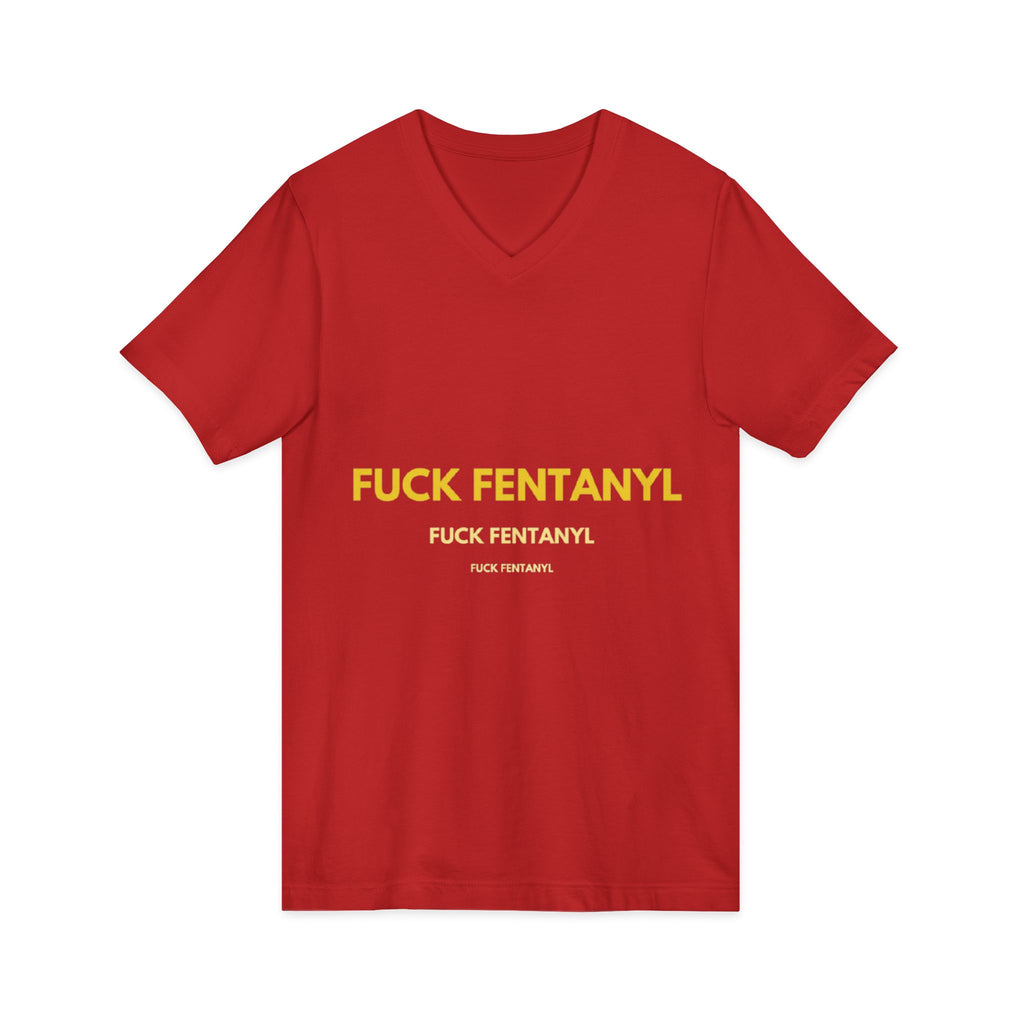 V-Neck Tee - "Fuck Fentanyl" Yellow Protest Graphic