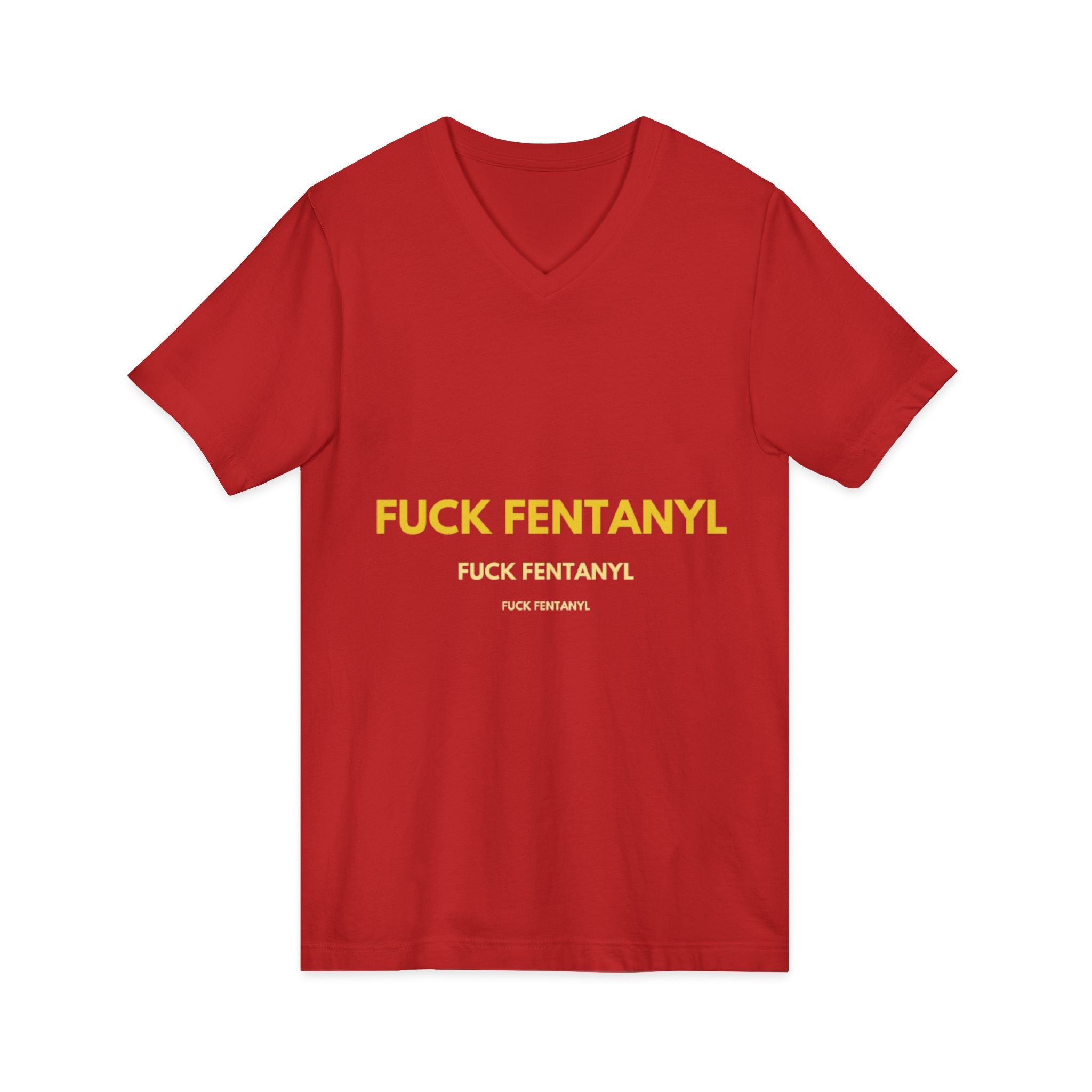 V-Neck Tee - "Fuck Fentanyl" Yellow Protest Graphic