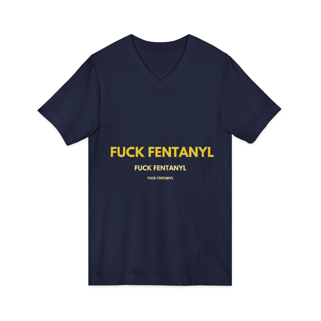 V-Neck Tee - "Fuck Fentanyl" Yellow Protest Graphic