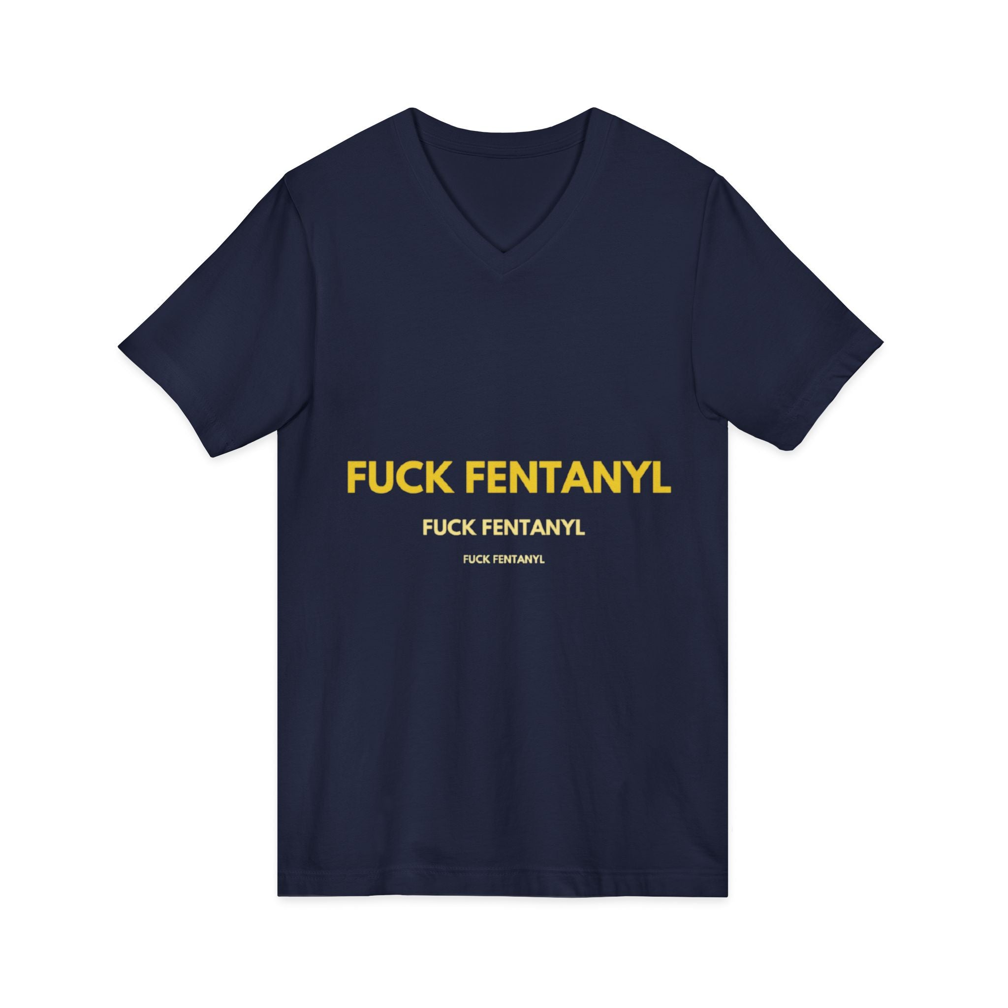 V-Neck Tee - "Fuck Fentanyl" Yellow Protest Graphic