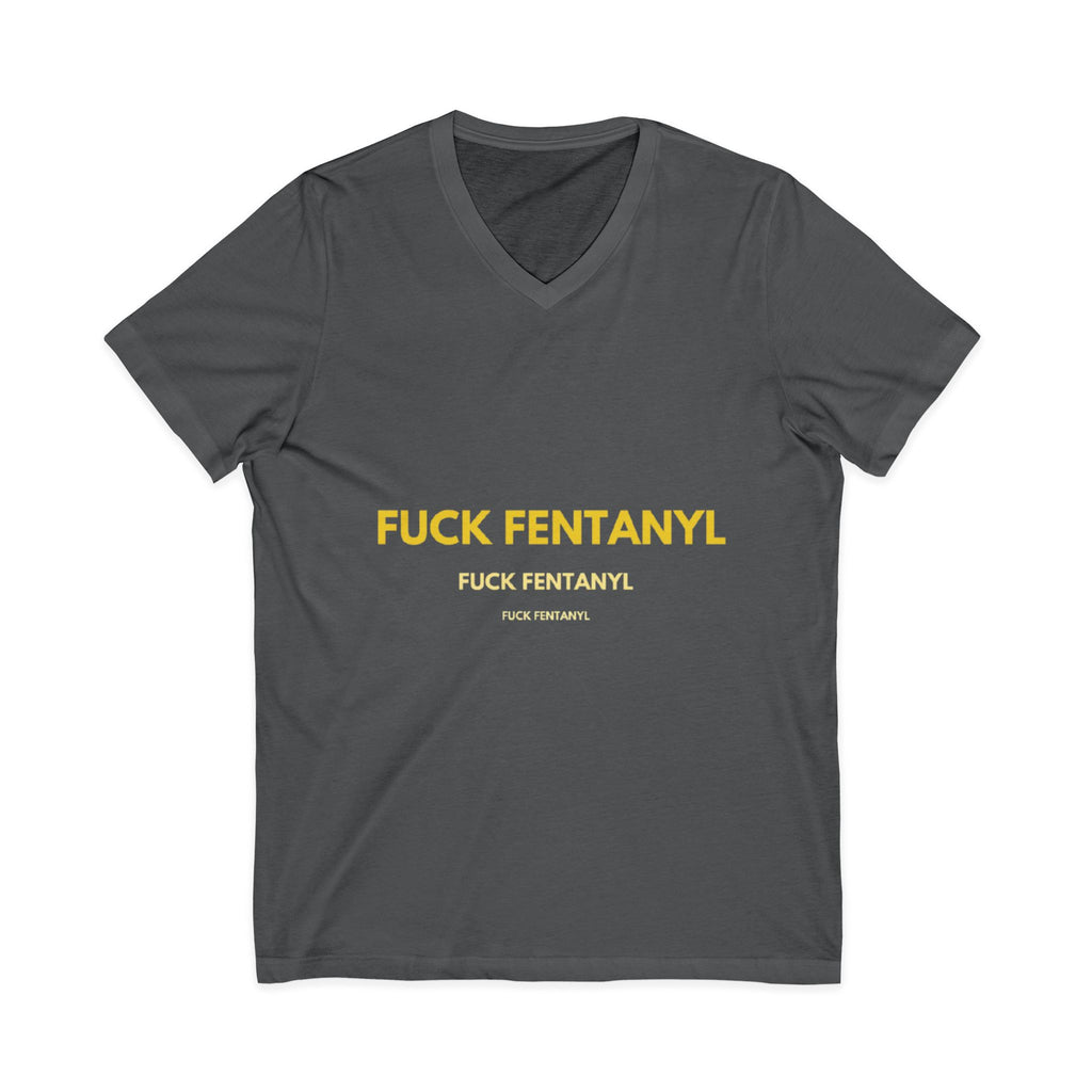 V-Neck Tee - "Fuck Fentanyl" Yellow Protest Graphic