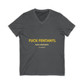 V-Neck Tee - "Fuck Fentanyl" Yellow Protest Graphic