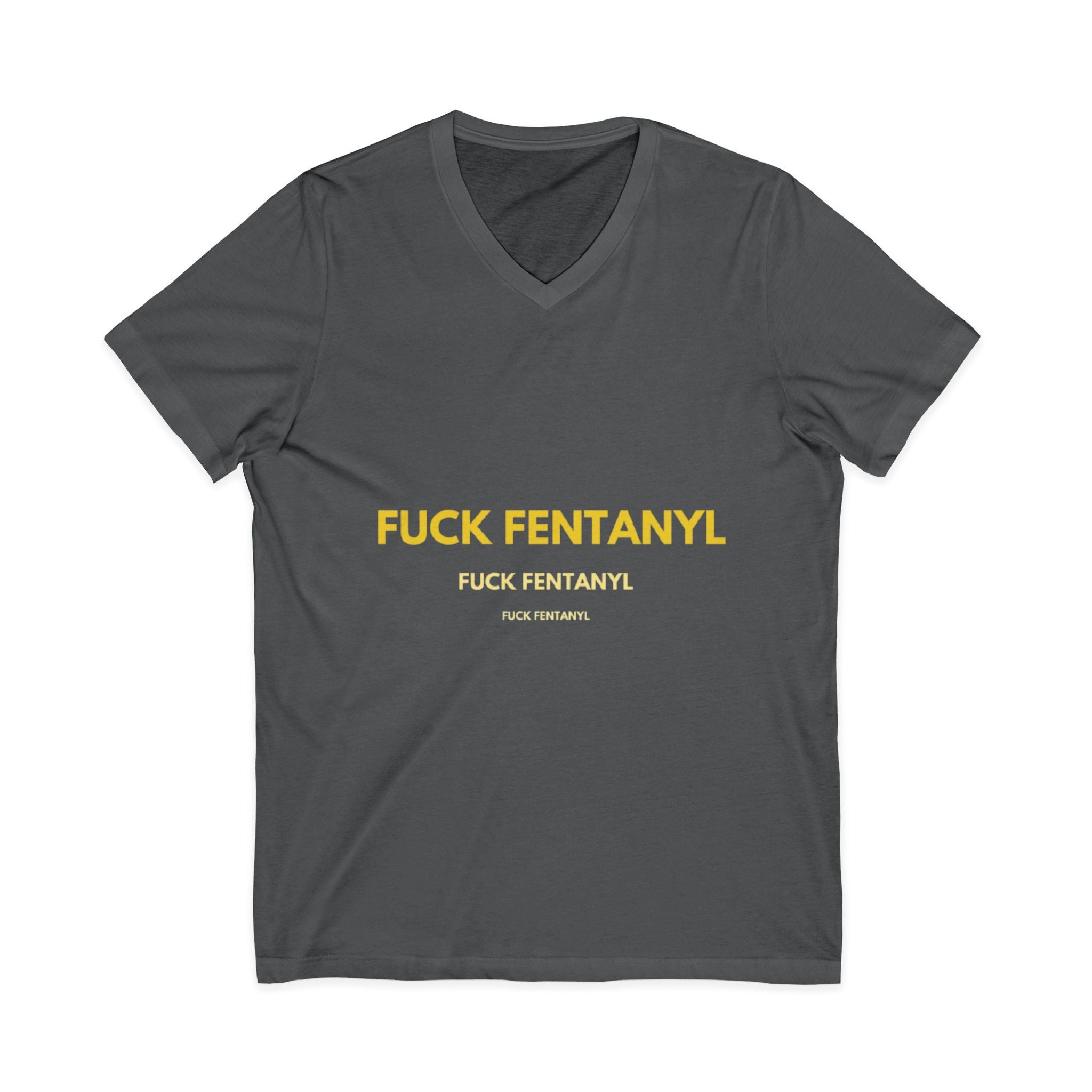 V-Neck Tee - "Fuck Fentanyl" Yellow Protest Graphic