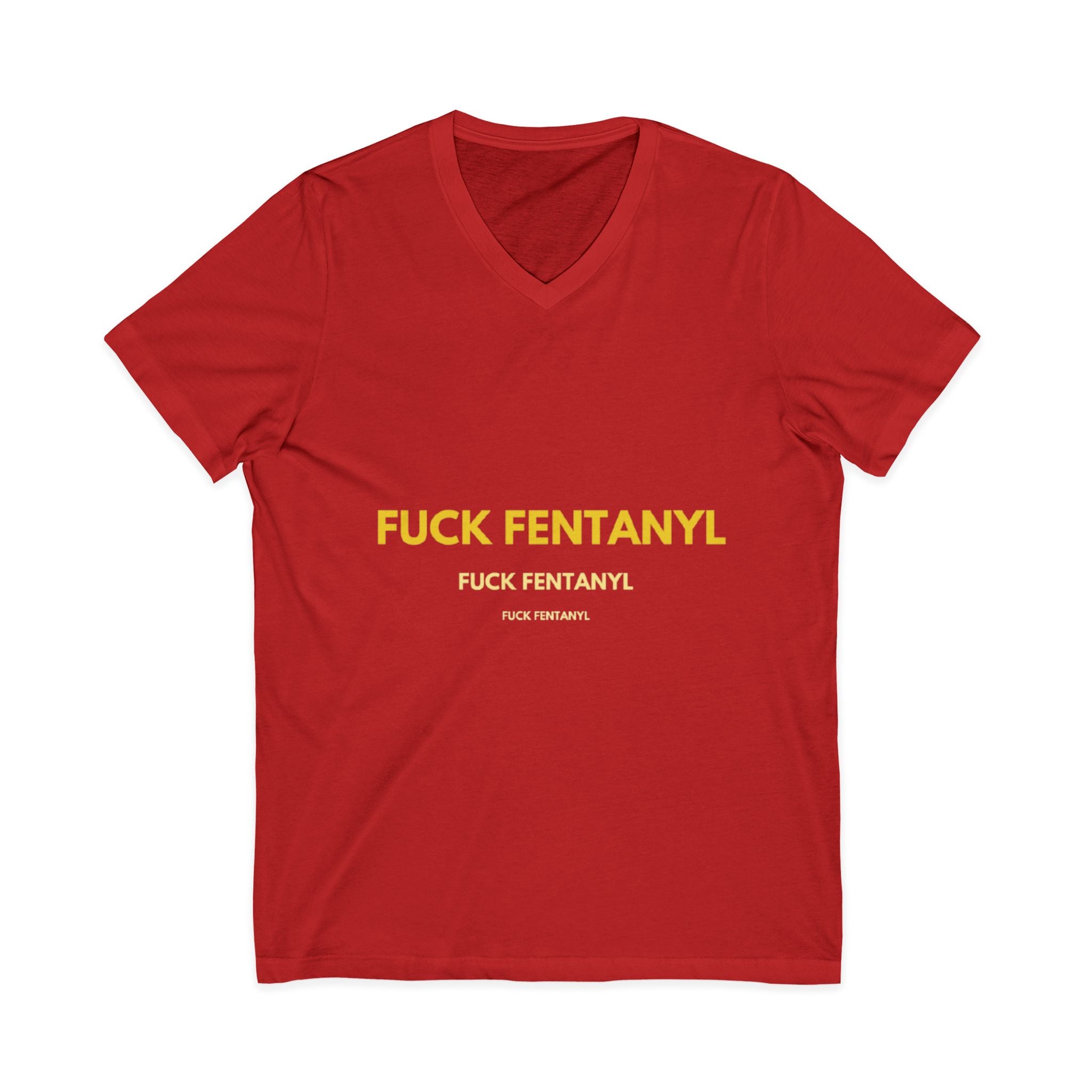 V-Neck Tee - "Fuck Fentanyl" Yellow Protest Graphic