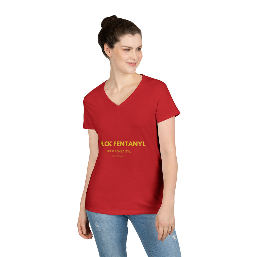 Fuck Fentanyl Women's V-Neck Tee — Anti-Drug Awareness Statement Shirt
