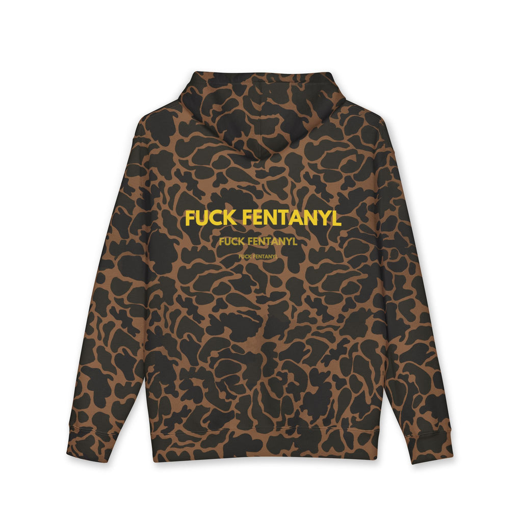 Hoodie — “FUCK FENTANYL” Bold Yellow Back Print (Anti-Drug Awareness)