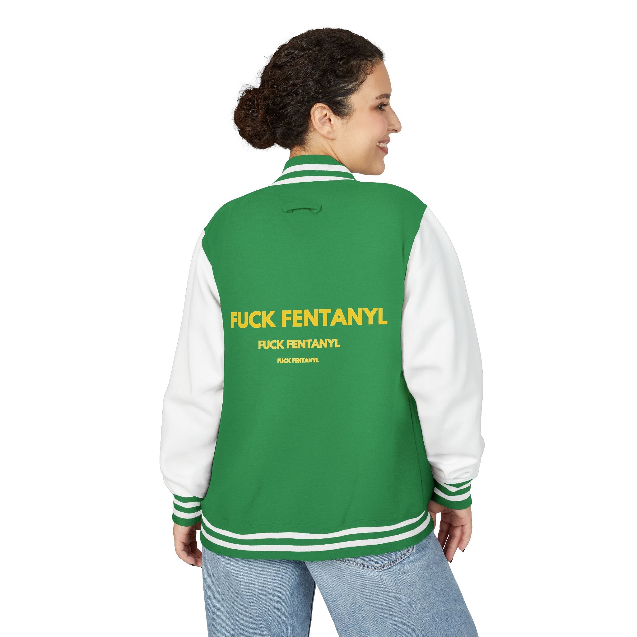 Letterman Jacket — "F*** Fentanyl" Bold Back Graphic