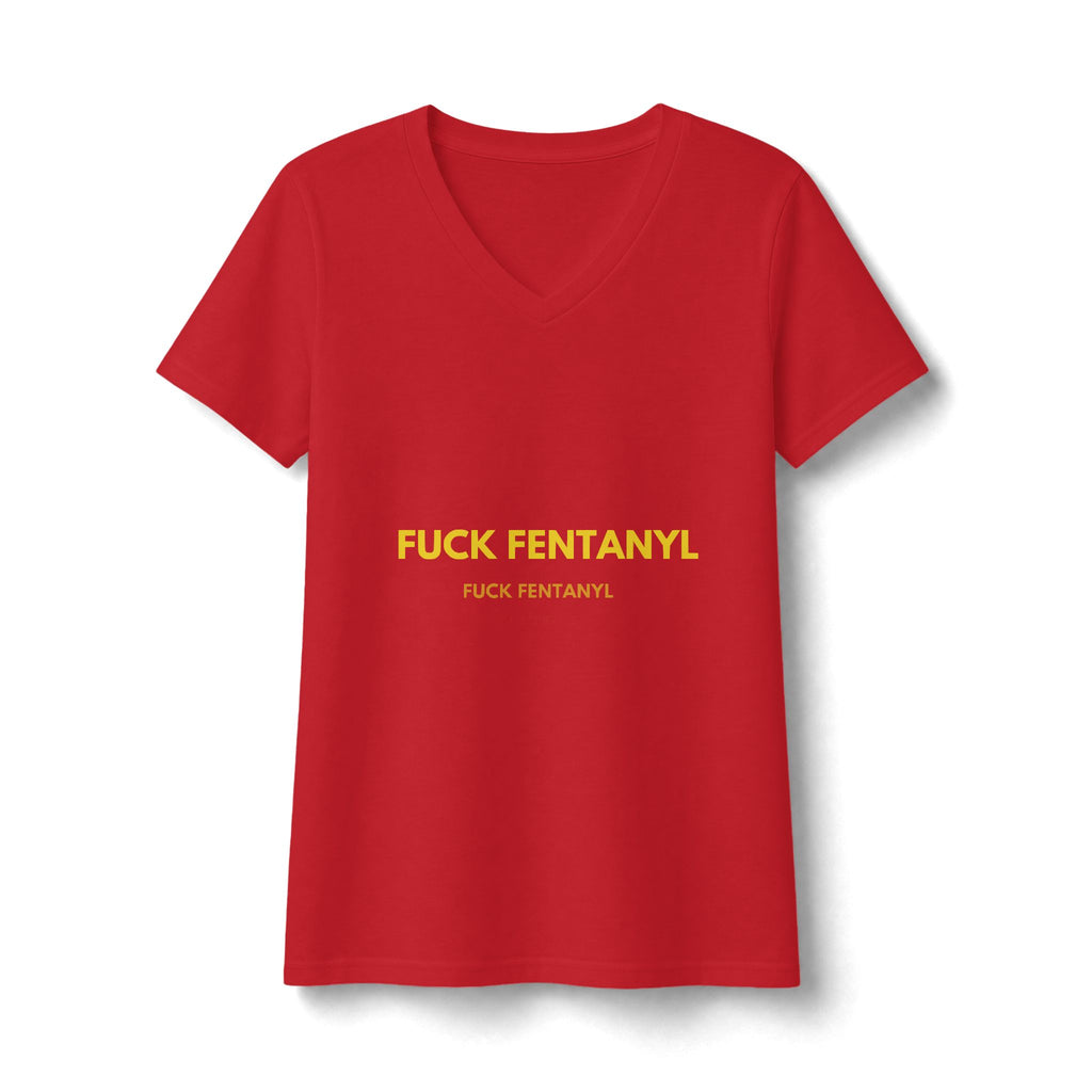 Women's V-Neck Tee - "F**k Fentanyl" Awareness Graphic