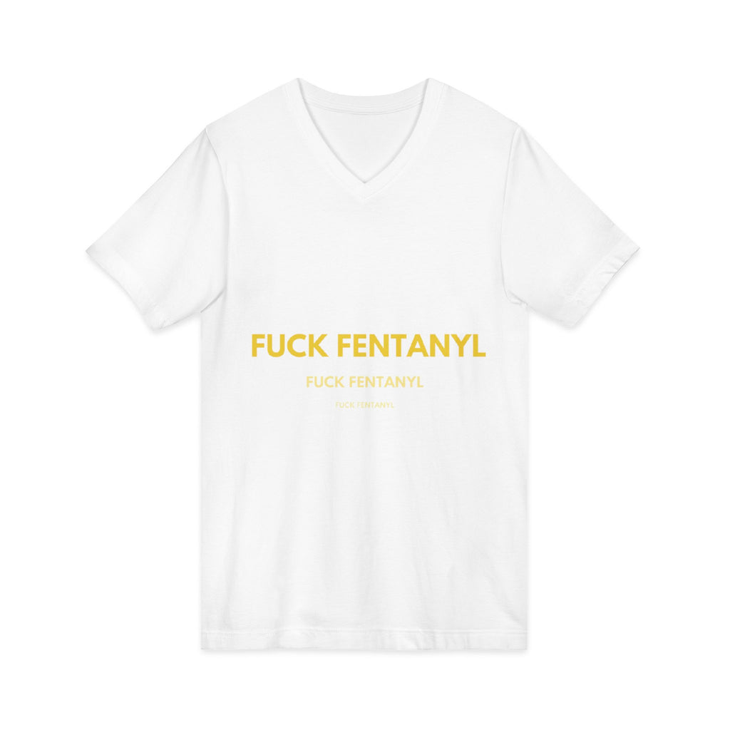 V-Neck Tee - "Fuck Fentanyl" Yellow Protest Graphic