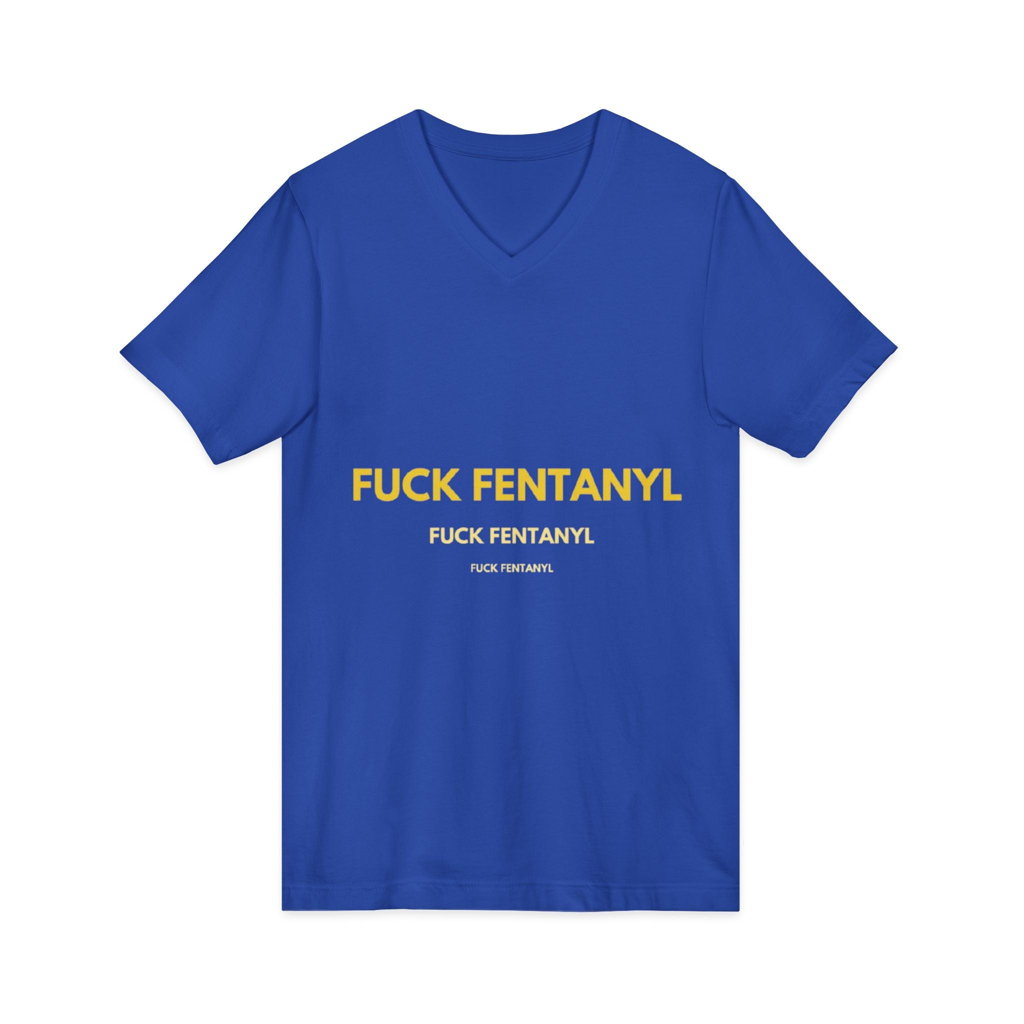 V-Neck Tee - "Fuck Fentanyl" Yellow Protest Graphic
