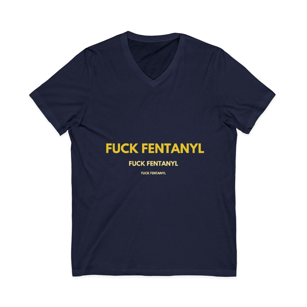 V-Neck Tee - "Fuck Fentanyl" Yellow Protest Graphic